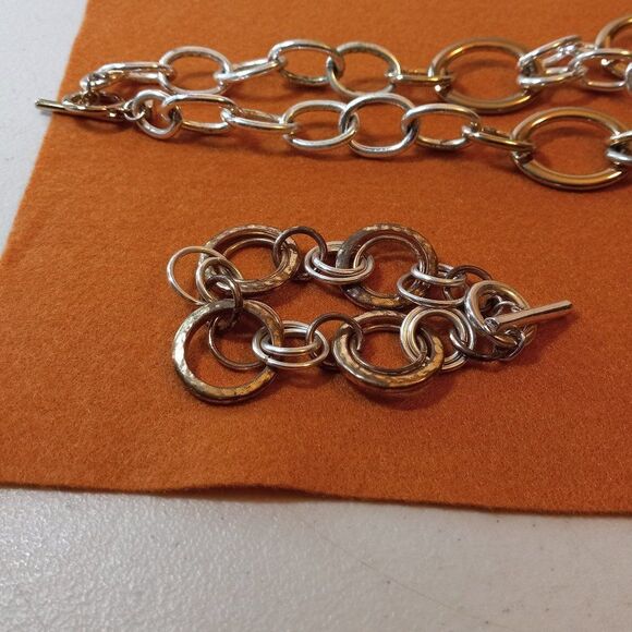 Circles of Gold and Silver Tone Metal Necklace and Bracelet - Picture 8 of 11